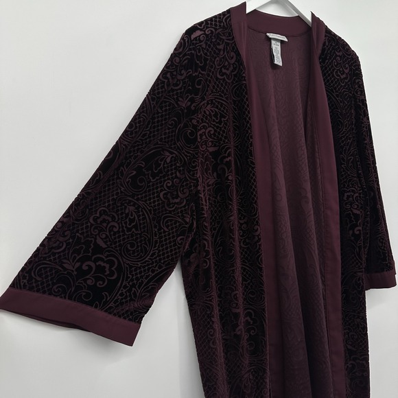 Catherines Jacket Kimono Size 3X Stretch Velvet Burnout Whimsigoth Witchy Boho - Picture 5 of 10